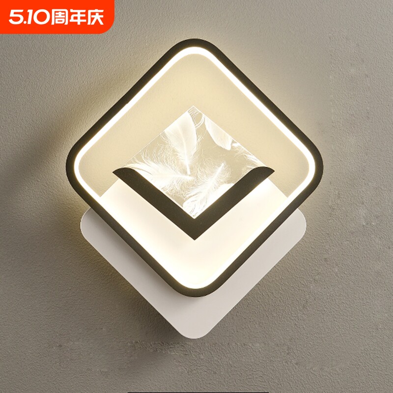 led壁灯现代简约客厅背景墙羽毛装饰灯创意走廊楼梯卧室床头灯具