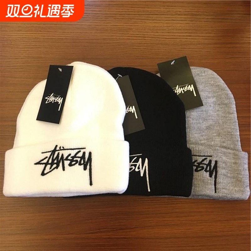 帽子ins秋冬季针织帽潮牌刺绣男女情侣毛线帽保暖冷帽滑雪防风