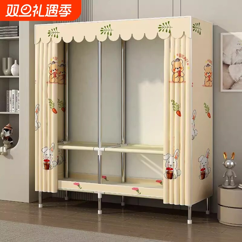 简易衣柜家用卧室布衣柜出租房屋结实耐用经济型衣橱单人小型柜子