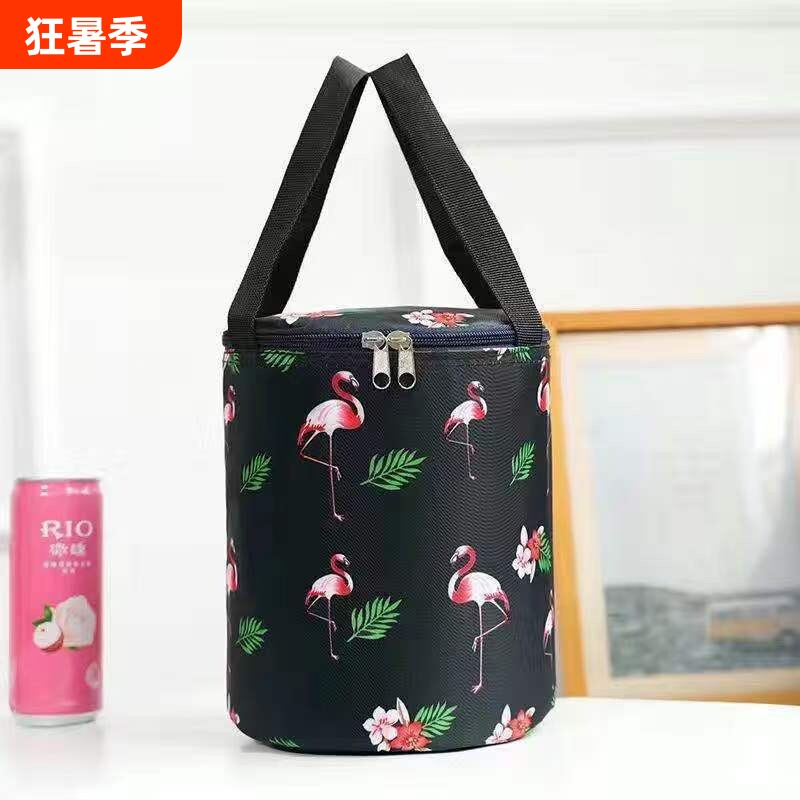 饭盒袋保温加厚便当包圆形手提圆桶铝箔纸大容量带饭午餐包独立站
