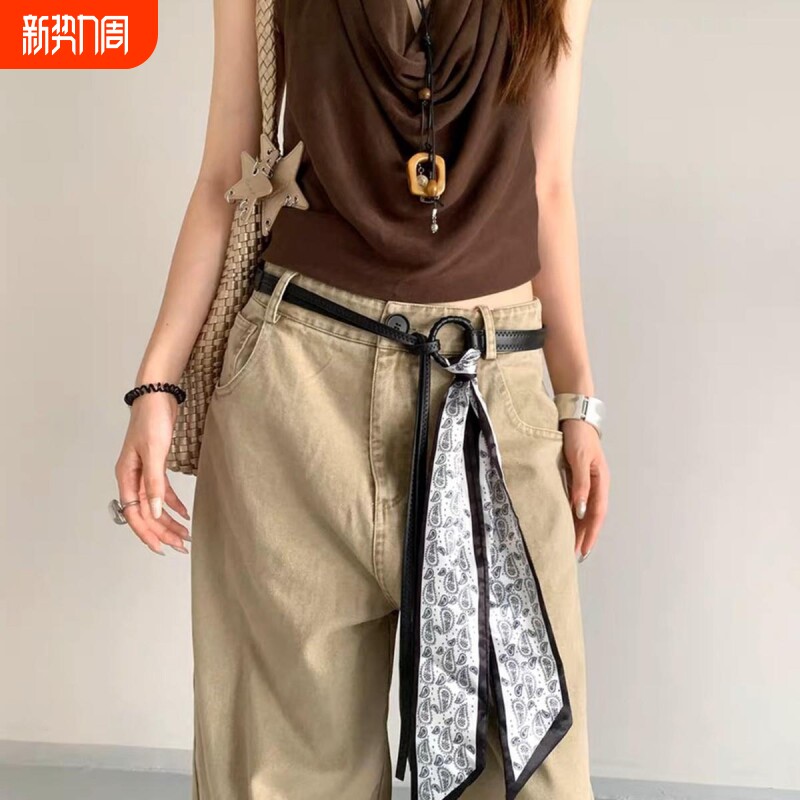 复古美式丝巾腰带女2025新款高级感百搭腰链小众设计时尚腰间配饰