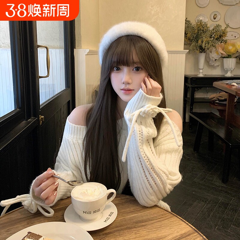 2025新款毛绒绒兔毛白色贝雷帽子女冬季氛围感大头围显脸小画家帽