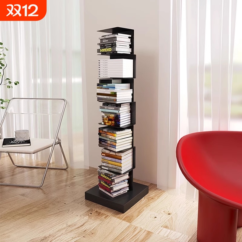隐形书架落地创意儿童转角置物架客厅书柜免安装收纳简易书本铁艺