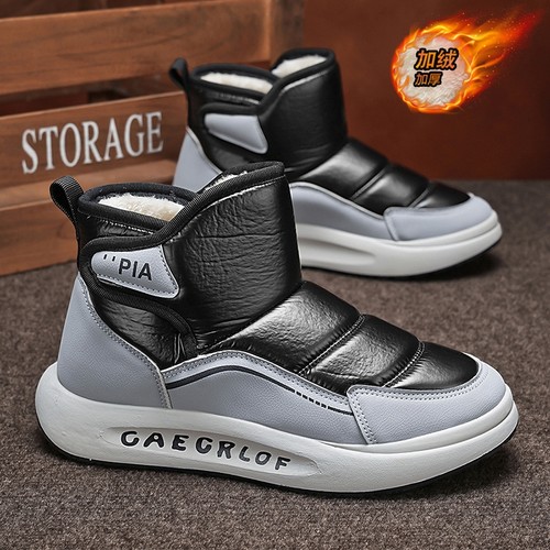 新百伦男鞋雪地靴冬季新款防寒高帮棉鞋加绒加厚保暖棉靴皮毛一体