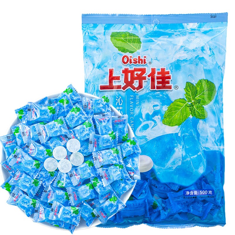 上好佳薄荷糖强劲清凉硬糖500g糖果口气清新小零食水果糖薄荷味