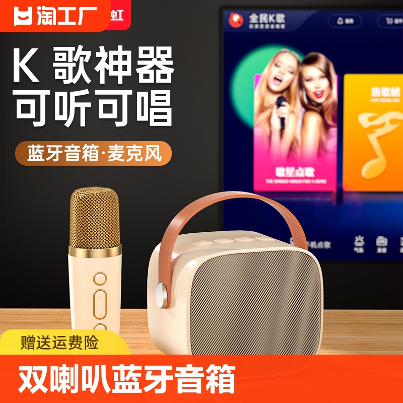 长虹蓝牙音箱家用迷你小型音响户外便携式带话筒一体家庭KTV套装