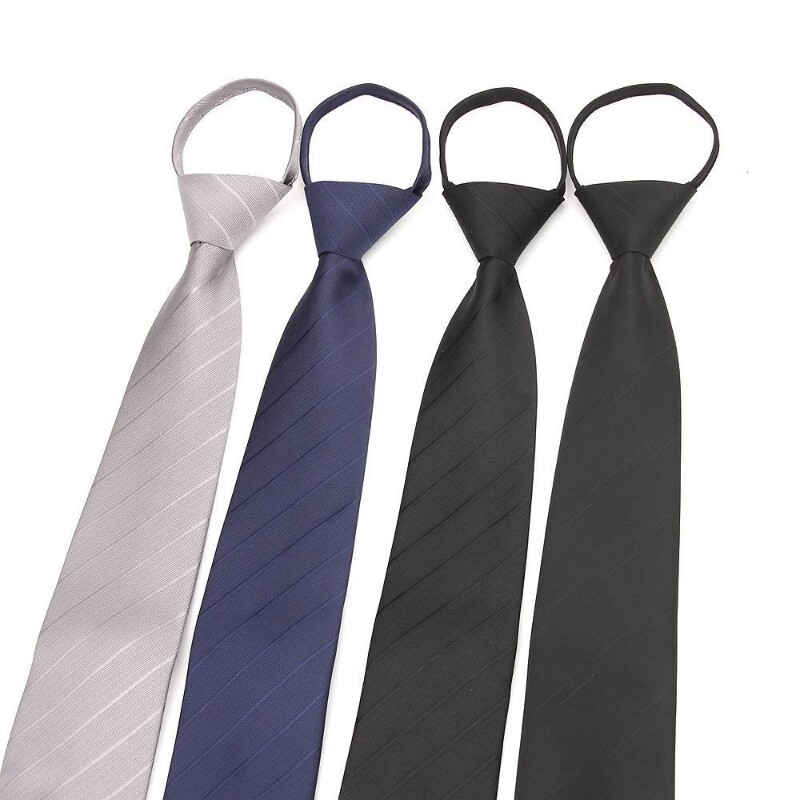 8CM宽男士拉链免打结懒人领带黑色商务职业行政结婚西装领带