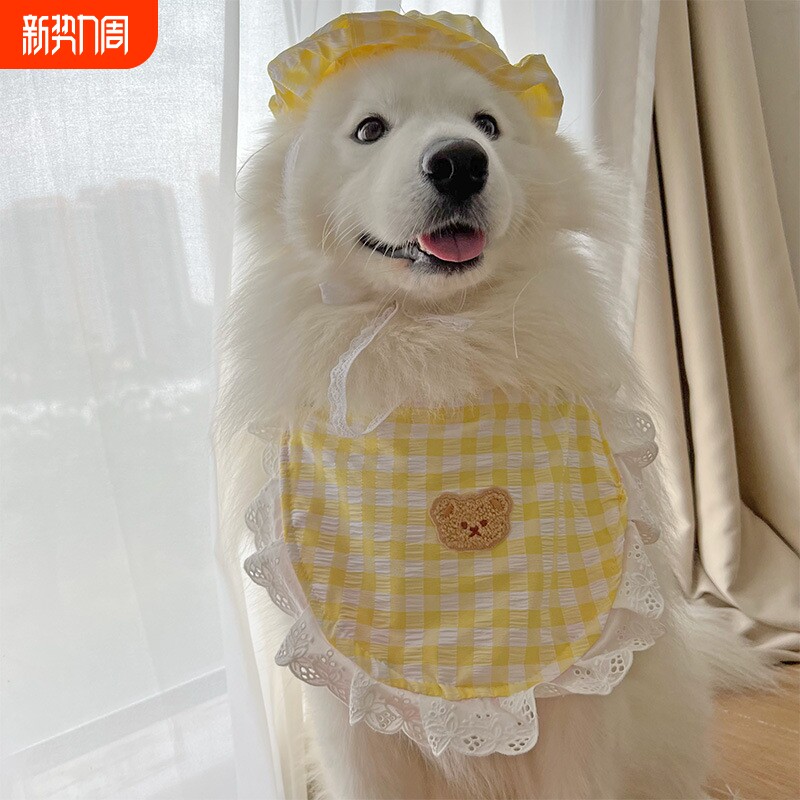 耶耶要春游口水巾小中大型犬萨摩比熊金毛围脖围巾狗狗领结饰品