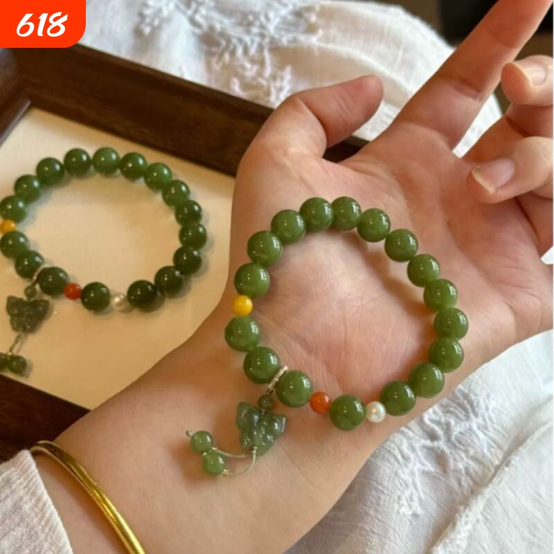 天然和田玉手串0mm搭配南红玛瑙