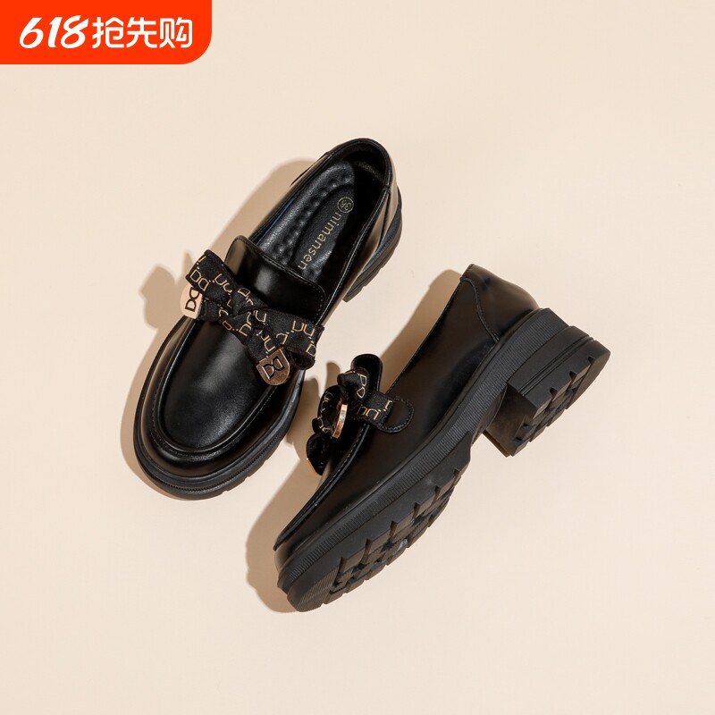 徐璐同款真皮厚底小皮鞋女2025新款春季明星同款乐福鞋女休闲百搭