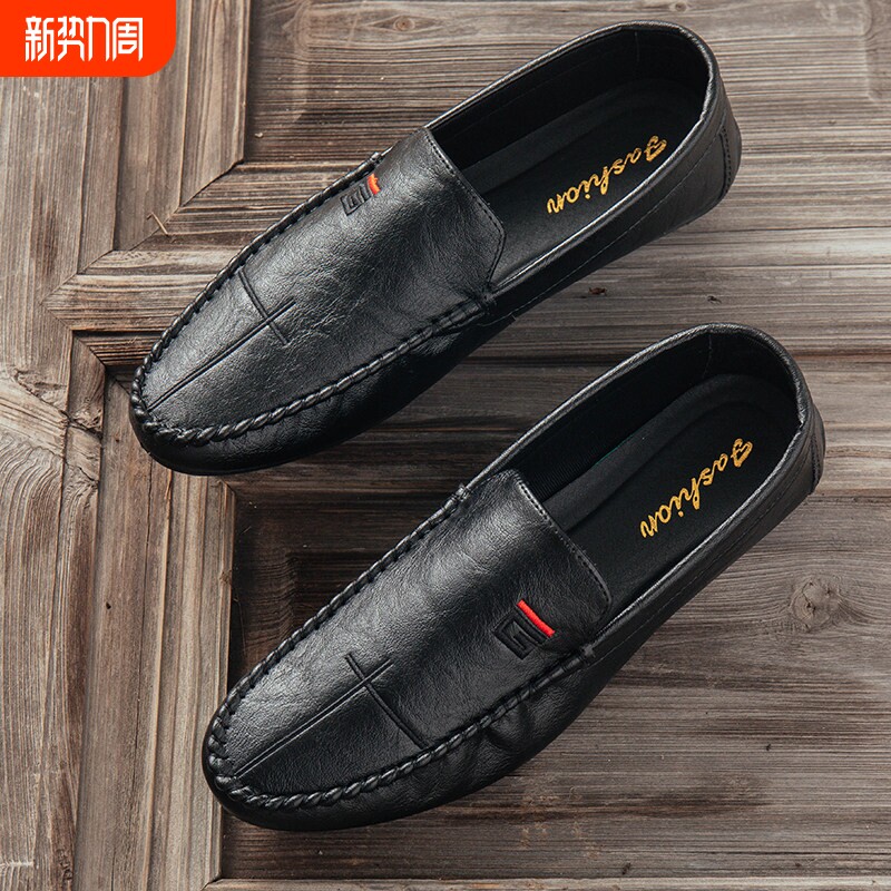 热风新2026年秋季新款豆豆鞋男士皮鞋韩版驾车鞋懒人鞋社会潮流休