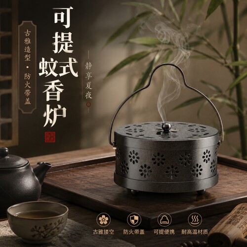 蚊香盒防火可手提盘架子家用户外