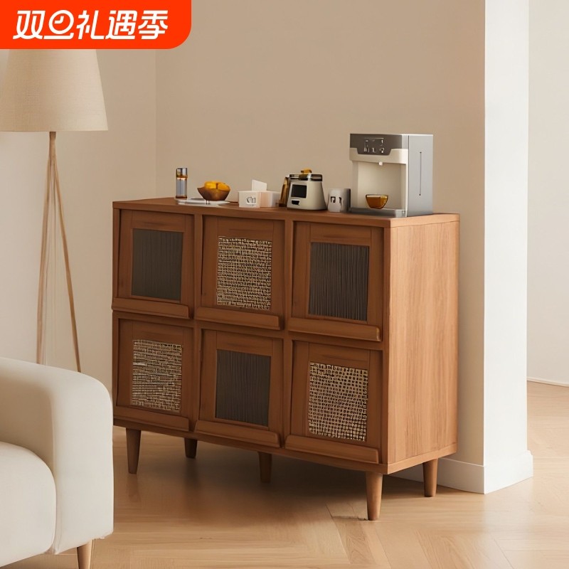 书架日式格子柜带腿客厅茶水柜收纳柜储物柜防尘矮柜置物组合书柜