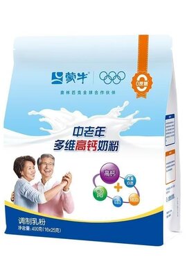蒙牛中老年多维高钙奶粉400g袋老人营养早餐牛奶粉袋装老年人脱脂