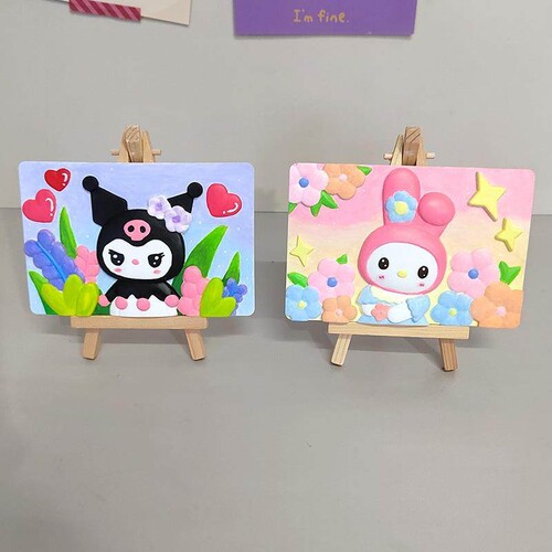 浮雕画石膏涂色娃娃立体diy手工彩绘 白胚涂鸦库洛米儿童涂色玩具