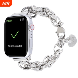 金属爱心坠链表带适用苹果iwatchS11/S10金属表带SE/UItra3/2/1链式精致时尚手表带女