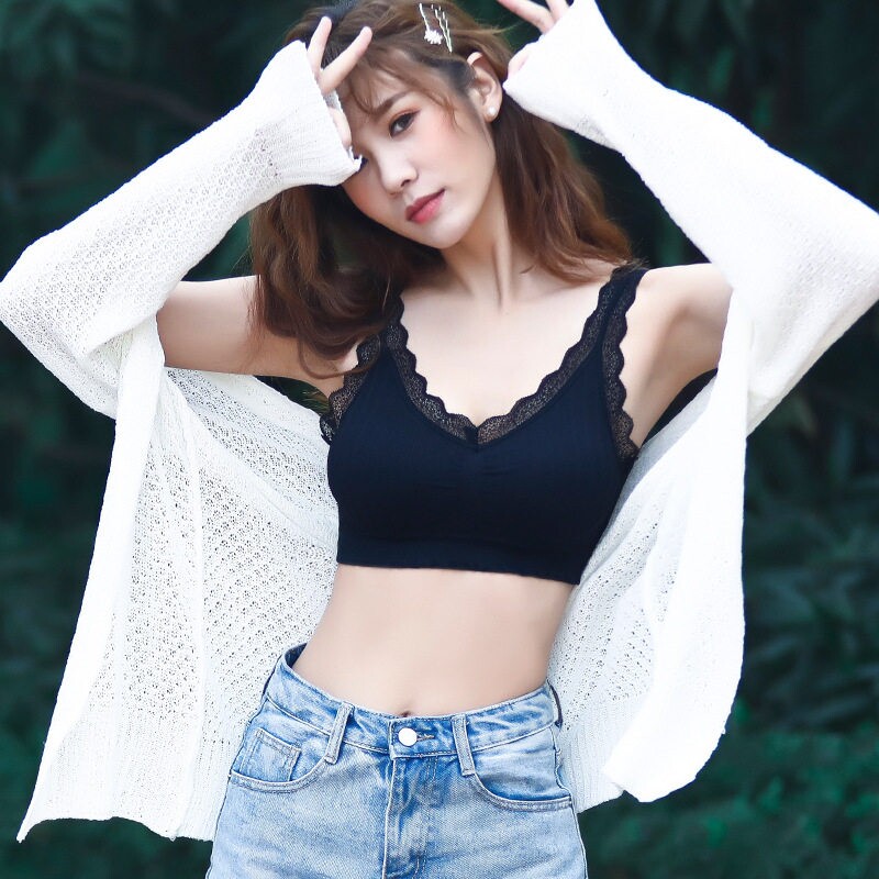 2026新款吊带蕾丝美背裹胸抹胸无钢圈性感V领内衣打底运动背心女