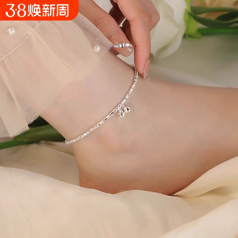 S925纯银碎银铃铛脚链2026新款爆款轻奢设计款高级感碎碎平安