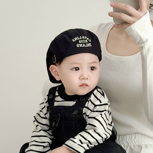 痞帅男童帽子男孩潮酷前进帽儿童贝雷帽英伦宝宝鸭舌帽春秋防风