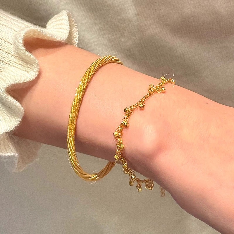 新中式复古金色蹦迪珠流苏手链轻奢小众高级感时尚设计手镯手饰品