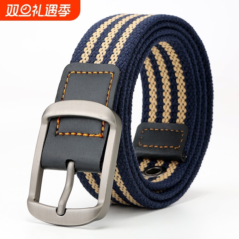 古侍帆布腰带男女士高级感编织皮带针扣休闲时尚户外运动牛仔裤带