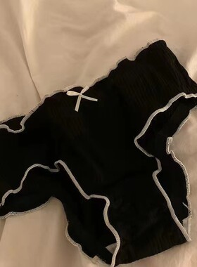 简约纯色纯棉内裤女中低腰柔软舒适少女蝴蝶结透气棉质三角裤