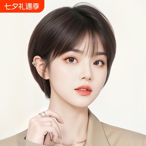 短发假发全头套女2025新款时尚减龄波波头自然真发黑色日常假发套