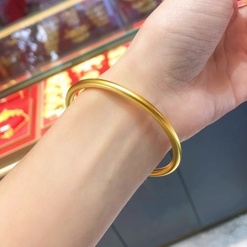 24k古法传承黄金素圈手镯实心金店平替越南沙金女士镯子情人节
