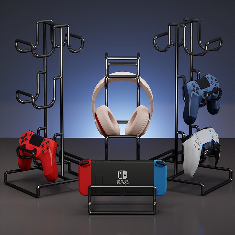 耳机支架头戴式手柄游戏机架托台面U型铁质一体式开放耳麦放置架