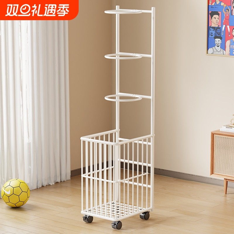 篮球收纳架家用球类放置架瑜伽垫健身器材整理架客厅可移动小推车