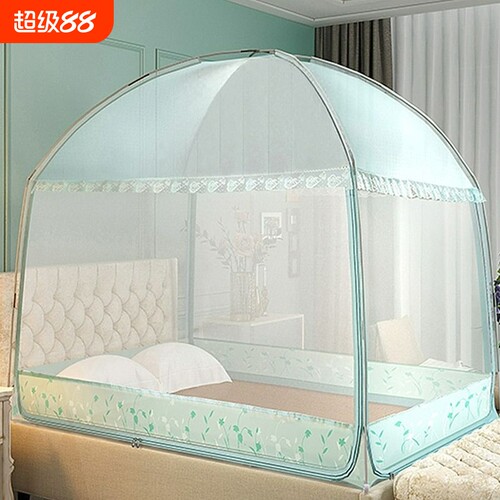 加密蒙古包蚊帐家用卧室全包儿童防摔2024新款1米8床2三开门全底5