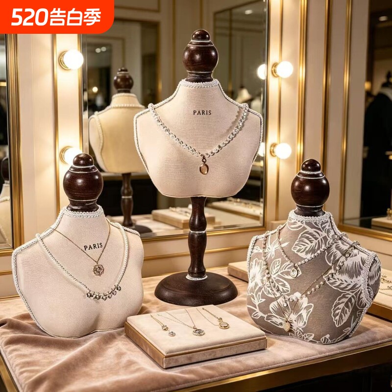 复古项链展示架首饰展示架人像模特脖子珠宝柜台陈列道具饰品架子