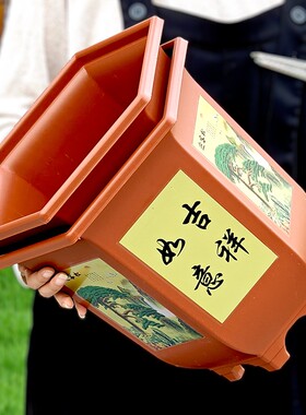六角加厚仿陶瓷高桶仿紫砂花盆