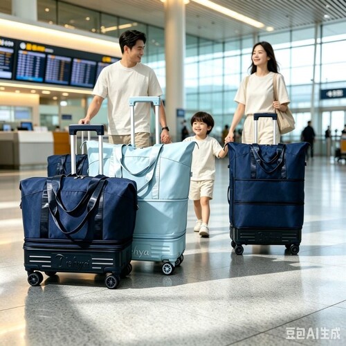 巨能装！可折叠万向轮扩容旅行包