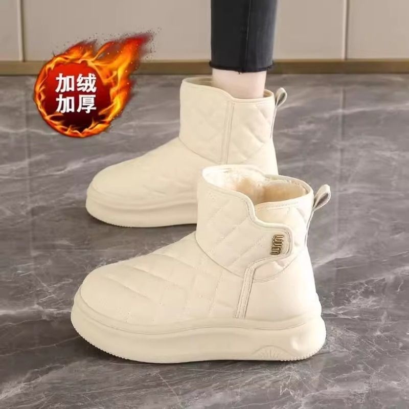皮毛一体雪地靴棉鞋女款2025新款冬季加绒加厚棉靴哈尔滨防滑防水