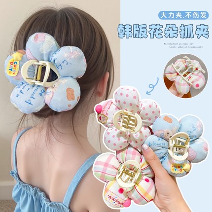 韩系立体花朵抓夹可爱儿童鲨鱼夹设计感小众发抓女童夹子发饰发卡