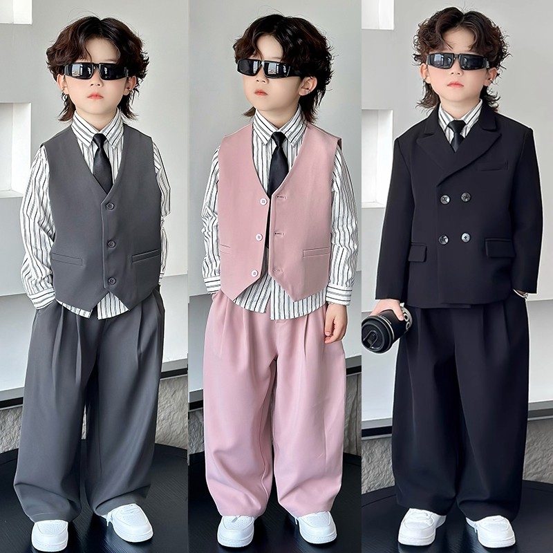 六一儿童节小主持人演出服男童西装套装英伦幼儿园男孩毕业班服夏