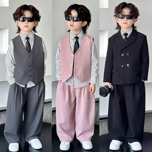 六一儿童节小主持人演出服男童西装 英伦幼儿园男孩毕业班服夏 套装