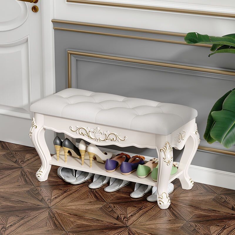 d欧式翻盖换鞋凳现代简约储物凳子家用门口鞋凳进门处凳子象牙白