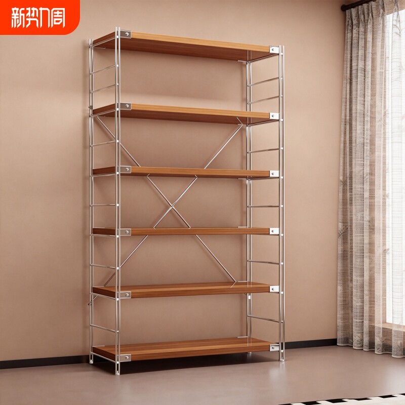 家用货架置物架多层落地客厅厨房收纳架靠墙一体阳台陈列架展示柜