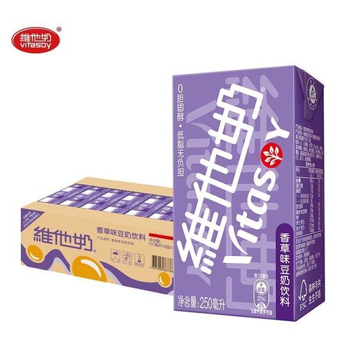 维他豆奶香草味250ml*24盒早餐奶代餐饮料家庭装原味整箱低糖伴侣
