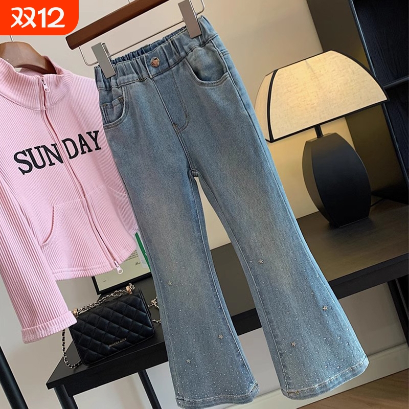 女童甜美百搭牛仔喇叭裤