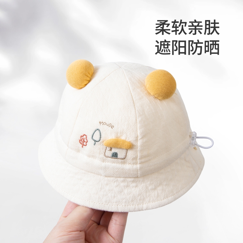 婴儿帽子秋款小月龄男宝宝遮阳帽新生女婴幼儿秋冬季可调节渔夫帽