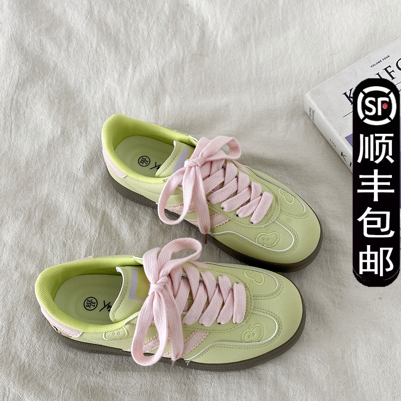 2025年春夏季潮流韩系小众青苹果德训鞋女百搭休闲小白鞋阿甘板鞋