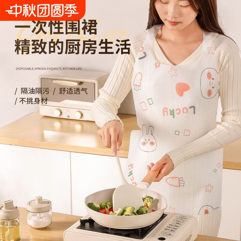 一次性无纺布围裙独立包装餐饮专用成人防油防水罩衣家庭用餐围兜图片