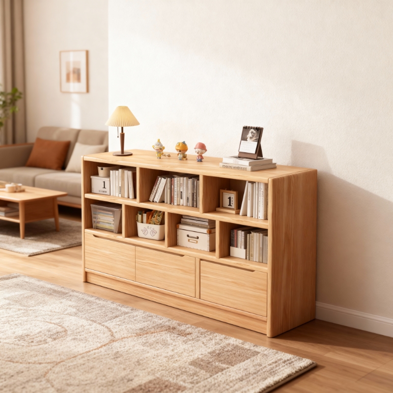 书架落地置物架收纳带柜门书柜储物柜一体矮柜客厅多层置物小柜子