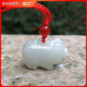 2024年天然缅甸老坑料翡翠立体猪吊坠生肖猪冰糯种玉石挂件玉坠