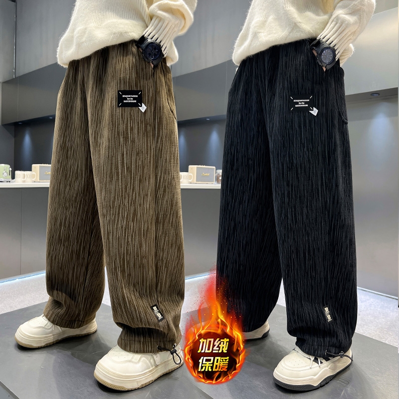 男童裤子2025秋装新款儿童男孩秋季直筒休闲裤春秋款时髦帅气加绒