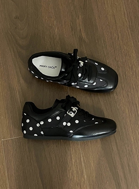 ITIM波点拼色复古德训鞋女26年春季新款百搭休闲平底运动轻便单鞋