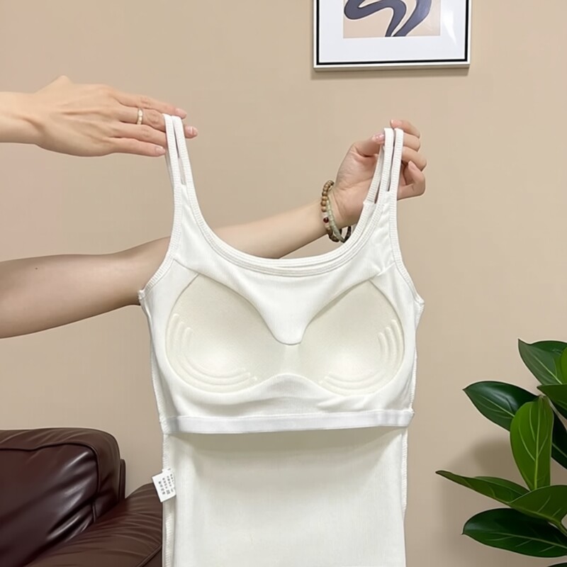 美背小吊带背心女2026夏带胸垫内衣文胸一体内搭红色上衣外穿白色